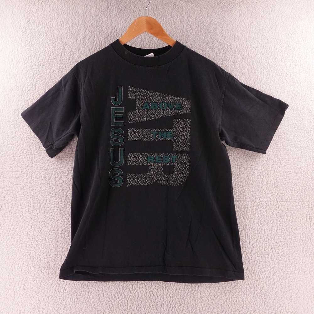 Vintage All Sport Jesus Above The Rest T Shirt Black Single Stitch 90s USA Men L